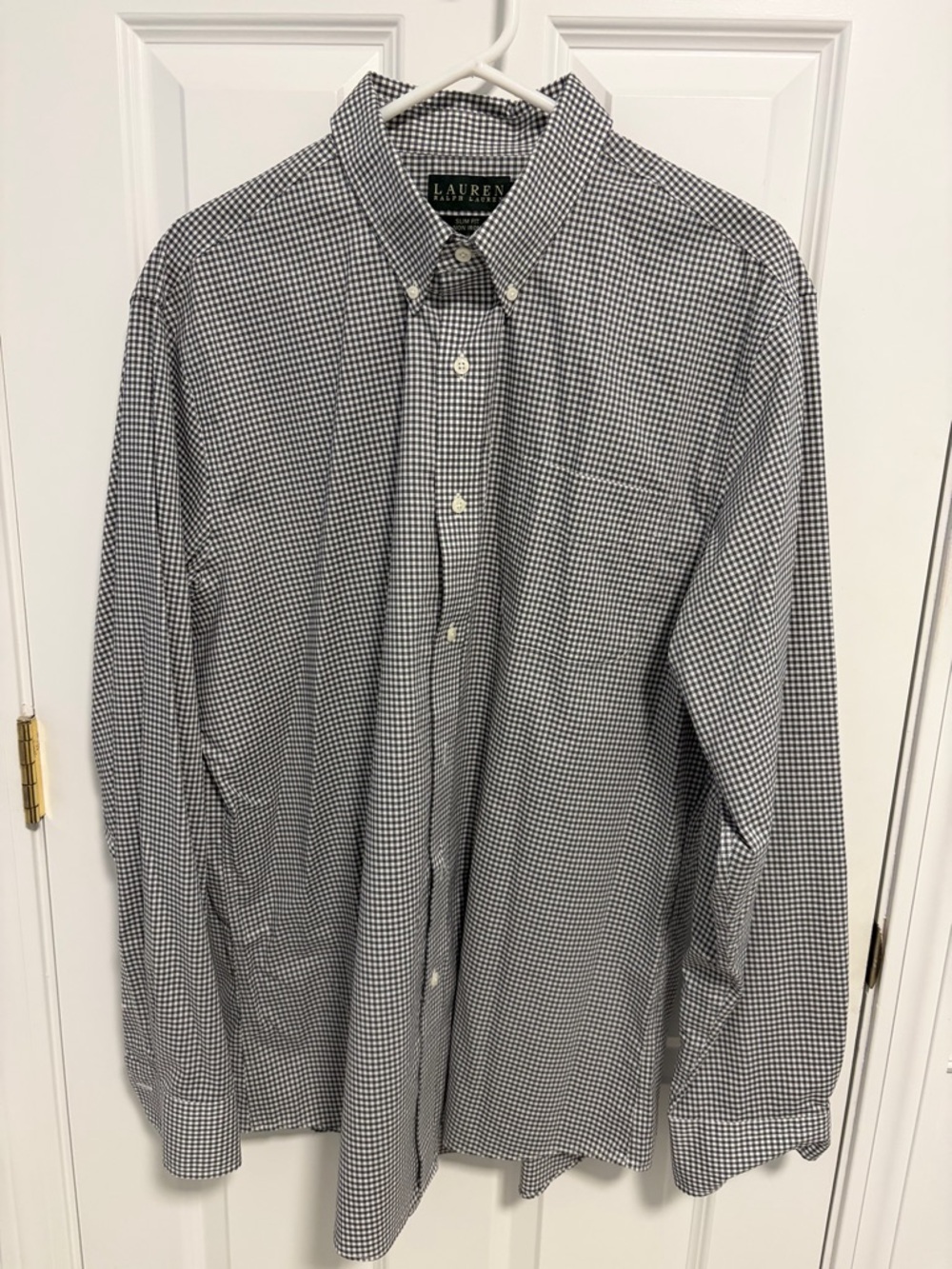 Lauren by Ralph Lauren men’s slim fit non iron long sleeve dress shirt. 17 1/2